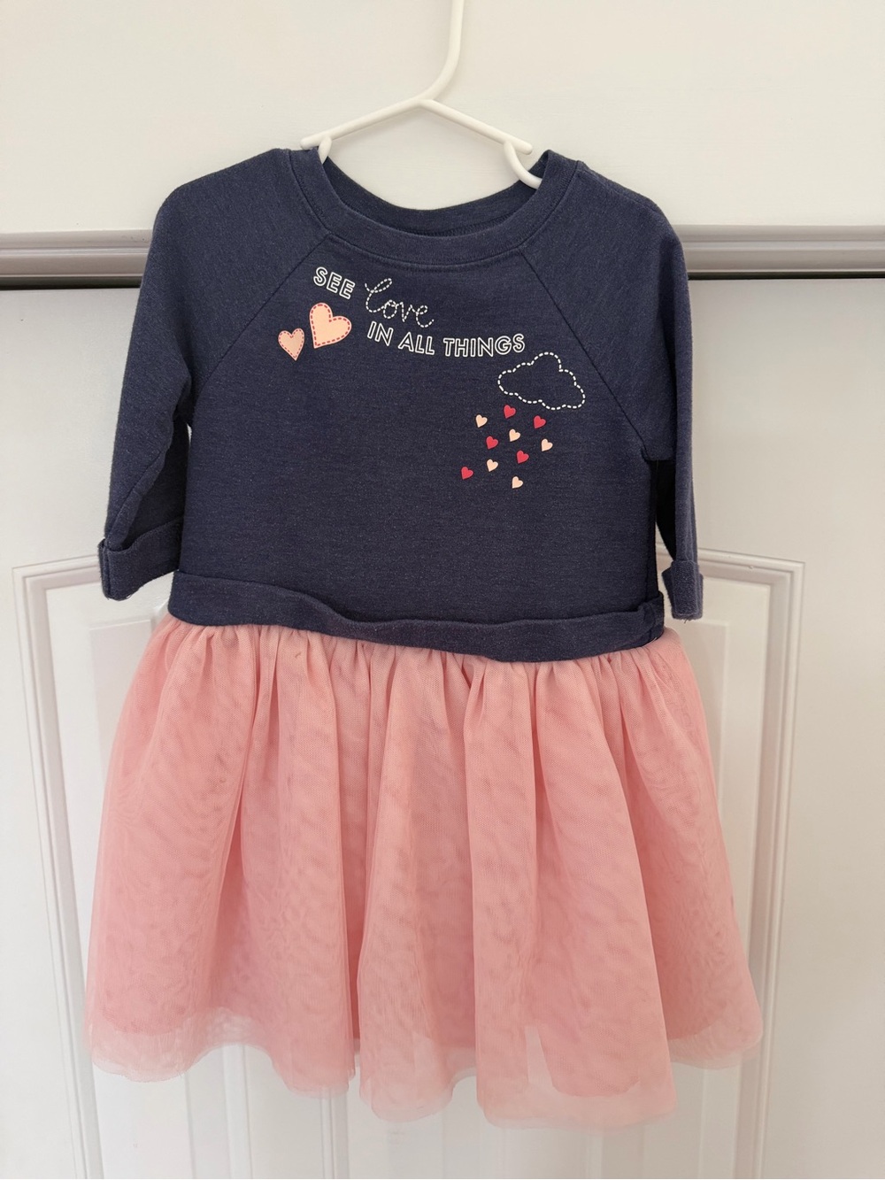 Old Navy Navy Blue Top with Pink Tulle Skirt Kids Dress